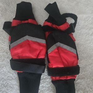 Red and Black Winter Doggy Boots with Silver Accent